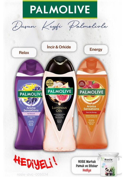 3'lü Duş Jeli Incir 250 ml Feel The Energy 500 ml Relax 500 ml Rosıe Hediye