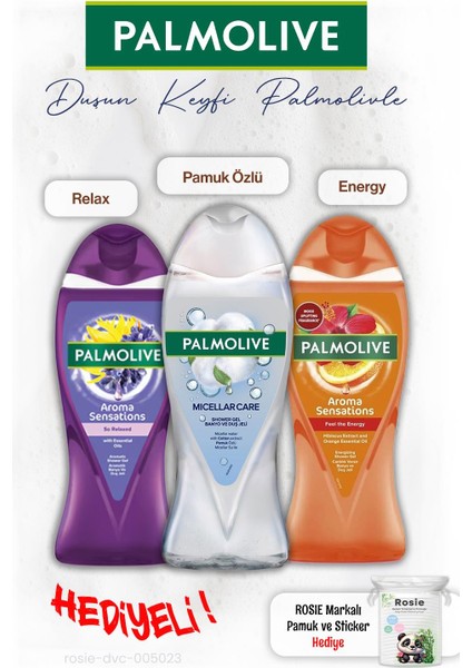 3'lü Duş Jeli Feel The Energy 500 ml Relax 500 ml Pamuk Özlü 500 ml Rosıe Hediye