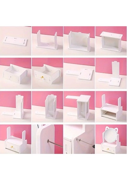 Beyaz Çekmeceli Masaüstü Çok Bölmeli Dönebilinen Ayna modelleri