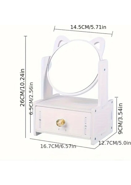 Beyaz Çekmeceli Masaüstü Çok Bölmeli Dönebilinen Ayna fırsatları