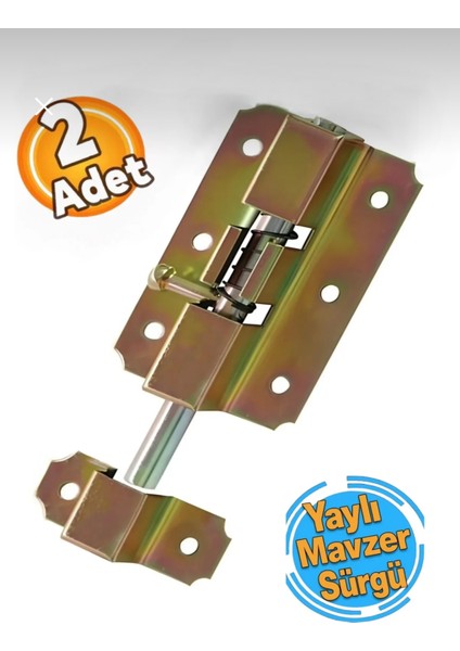 Yaylı Mavzer Sürgüsü Kapı Pencere Metal Sürgülü Emniyet Kilidi (2 Adet)