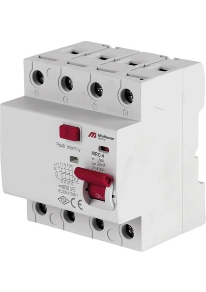 16A 4 Kutup 30 Ma Kaçak Akım Koruma Rölesi
