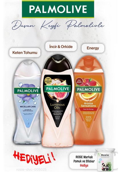 3'lü Duş Jeli Keten Tohumu 500 ml Incir 250 ml Energy 500 ml Rosıe Hediye