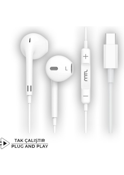 Vivo Y300 5g Uyumlu Tak Çalıştır Stero Type-C Kulaklık MT-A293