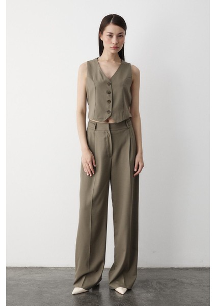 Haki Linda Yelek Pantolon Takım