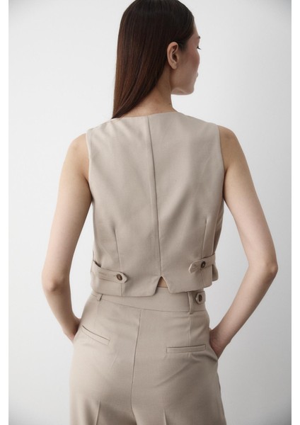 Bej Linda Yelek Pantolon Takım fırsatları