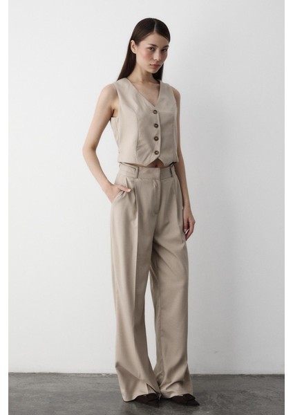 Bej Linda Yelek Pantolon Takım indirimleri