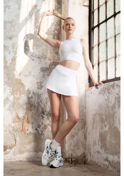 Spor Şortlu Mini Etek Fitness Yüksek Bel 490