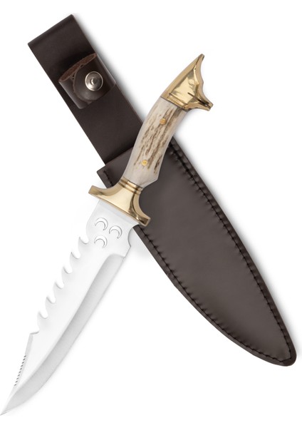 Av Bıçağı 35 cm - Geyik Boynuzu Sap - Üç Hilal Işlemeli modelleri