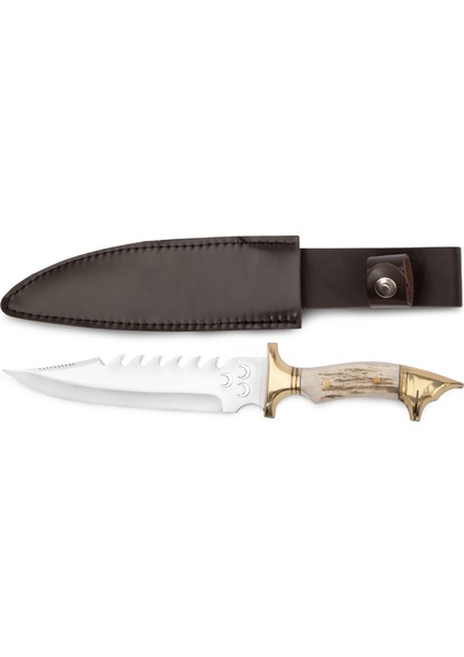 Av Bıçağı 35 cm - Geyik Boynuzu Sap - Üç Hilal Işlemeli fırsatları