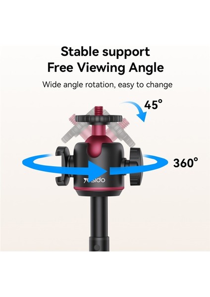 Yesıdo SF26 5 Bölümlü Uzatılabilir Küresel Başlı Gimbal Katlanır Tripod Standı