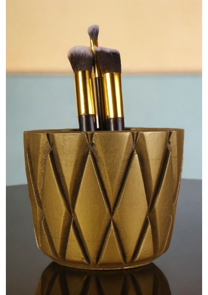 Makyaj Duzenleyici Makyaj Organizeri Makyaj Fırçalığı Makyaj Fırçası Altın Renk Model 18