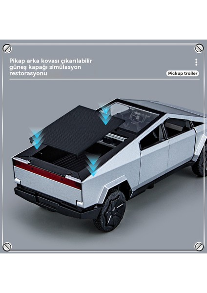 1:32 Tesla Pikap Alaşımlı Model Römork Rv Oyuncak (Yurt Dışından) modelleri