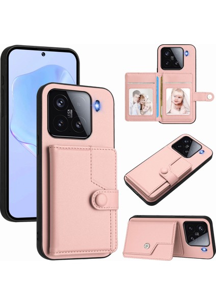 Xiaomi 15 Rfıd Engelleme Kart Tutucu Kickstand Tpu + Pu Deri Telefon Arka Kapağı (Yurt Dışından)