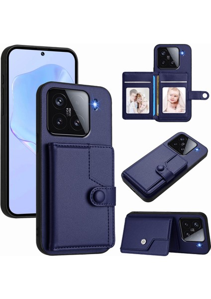Xiaomi 15 Rfıd Engelleme Kart Tutucu Kickstand Tpu + Pu Deri Telefon Arka Kapağı (Yurt Dışından)