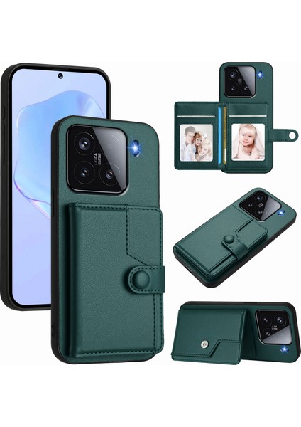 Xiaomi 15 Rfıd Engelleme Kart Tutucu Kickstand Tpu + Pu Deri Telefon Arka Kapağı (Yurt Dışından)