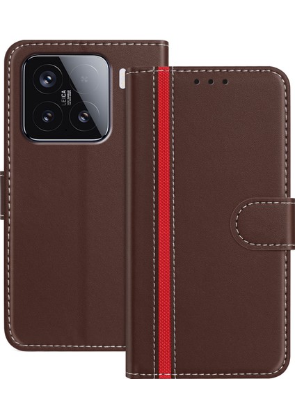 Xiaomi 15 Cüzdan Standı Renkli Eklemeli Deri Kılıf Manyetik Tokalı (Yurt Dışından)