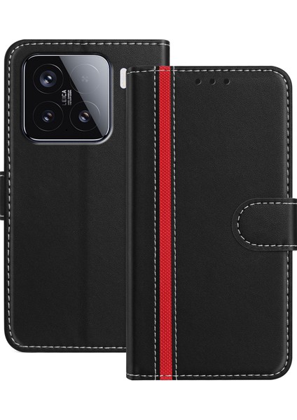 Xiaomi 15 Cüzdan Standı Renkli Eklemeli Deri Kılıf Manyetik Tokalı (Yurt Dışından)