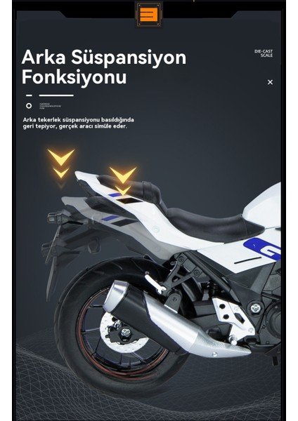 1:12 Suzuki GSX250R Alaşımlı Motosiklet Lokomotif Modeli (Yurt Dışından) fiyatları