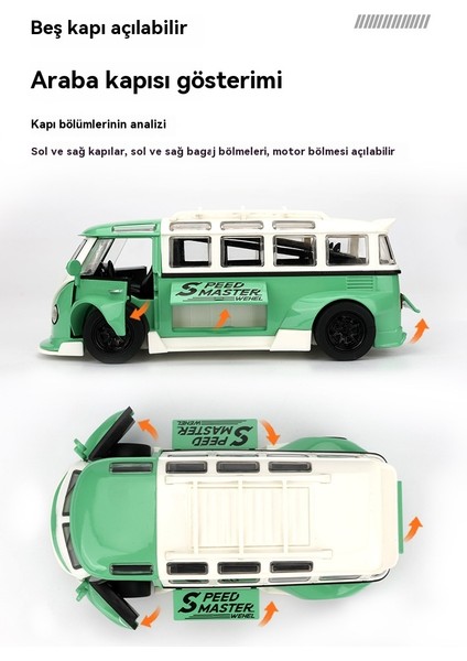 1:32 Volkswagen T1 Alaşım Araba Modeli Oyuncak Çocuk (Yurt Dışından) modelleri