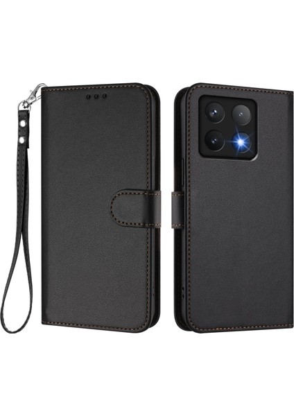 Xiaomi 14T Deri Cüzdan Standı Telefon Kılıfı Bilek Kayışı ile (Yurt Dışından)