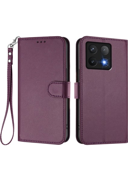 Xiaomi 14T Deri Cüzdan Standı Telefon Kılıfı Bilek Kayışı ile (Yurt Dışından)