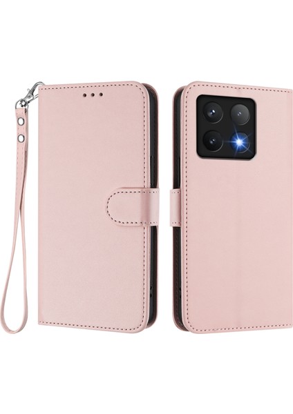 Xiaomi 14T Deri Cüzdan Standı Telefon Kılıfı Bilek Kayışı ile (Yurt Dışından)
