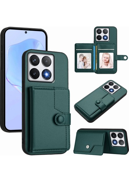 Xiaomi 14T Rfıd Engelleme Kart Tutucu Kickstand Tpu + Pu Deri Telefon Arka Kapağı (Yurt Dışından)