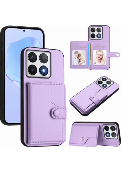 Xiaomi 14T Rfıd Engelleme Kart Tutucu Kickstand Tpu + Pu Deri Telefon Arka Kapağı (Yurt Dışından)