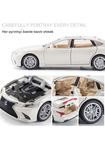 1:32 Lexus LS500H Alaşımlı Araba Modeli 6 Açık Ses ve Işık Geri Dönen Oyuncak Araba (Yurt Dışından) indirimleri