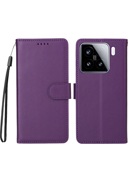 Xiaomi 15 Rfıd Engelleme 3 Kart Yuvası Pu Deri Telefon Kılıfı Bilek Kayışı ile (Yurt Dışından)