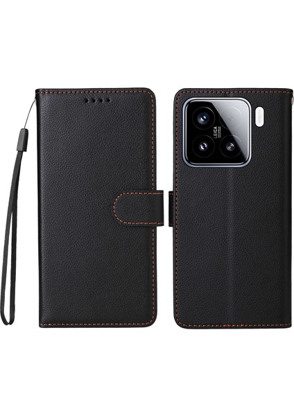 Xiaomi 15 Rfıd Engelleme 3 Kart Yuvası Pu Deri Telefon Kılıfı Bilek Kayışı ile (Yurt Dışından)