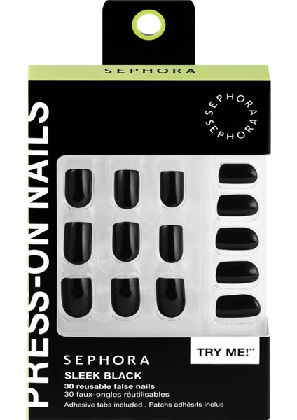 Çok Kullanımlık Takma Tırnak Seti - Jel Etkisi, Uzman Sonuç Sleek Black (4 Adet)