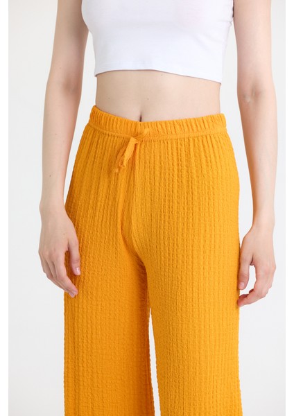 Orange Geniş Paça Dökümlü Bürümcük Kumaş Pantolon 326 fırsatları