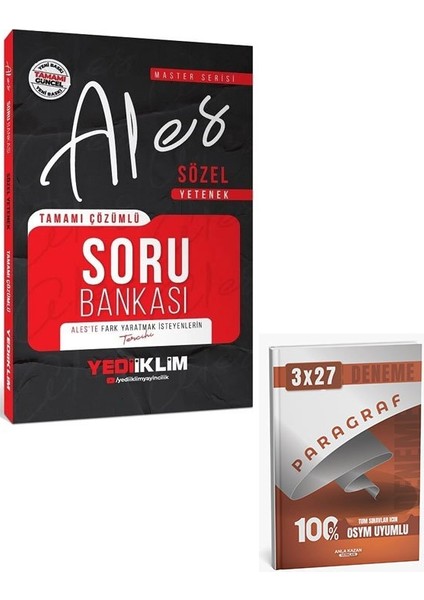 Yediiklim 2026 Ales Master Sözel Yetenek Soru Bankası Çözümlü+Anla Kazan Paragraf