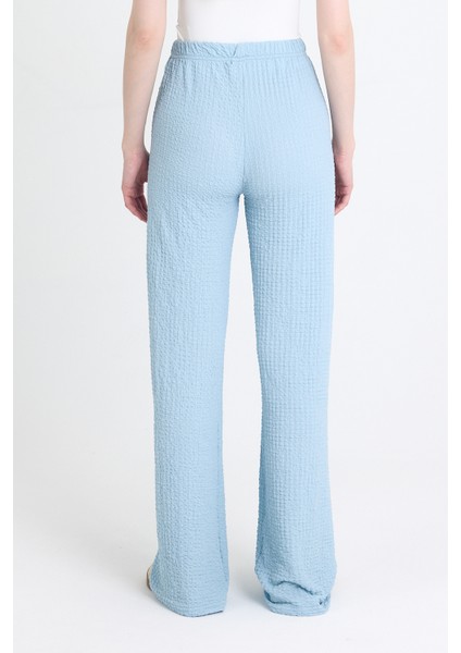 Mavi Geniş Paça Dökümlü Bürümcük Kumaş Pantolon 326 indirimleri