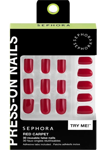 Çok Kullanımlık Takma Tırnak Seti - Jel Etkisi, Uzman Sonuç Red Carpet (4 Adet)