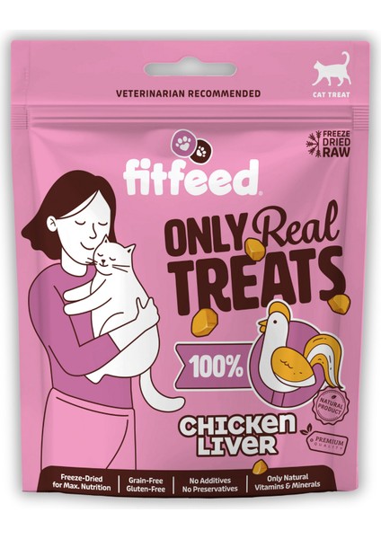 Freeze-Dried Çiğ Tavuk Ciğer Kedi Ödülü 40g