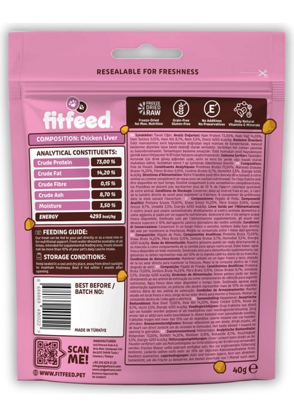 Freeze-Dried Çiğ Tavuk Ciğer Kedi Ödülü 40g fiyatları
