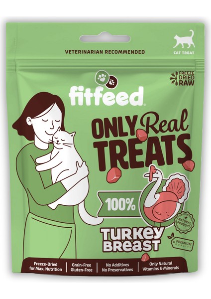 Freeze-Dried Çiğ Hindi Göğüs Kedi Ödülü 40g