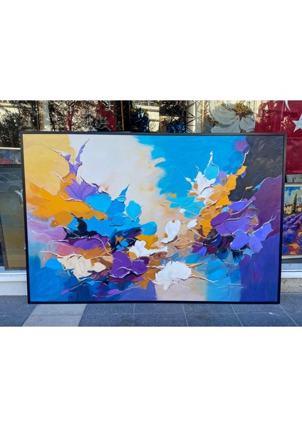 Yağlı Boya Dokulu Tablo Renkli Spatula Soyut U08021