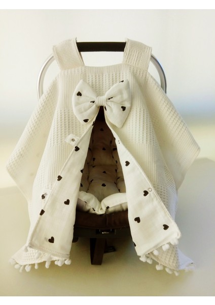 % 100 Pamuk Muslin Puset Örtüsü ve Puset Minderi 2 Parça