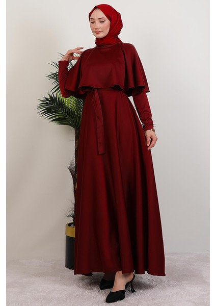 Mona Pelerinli Elbise Bordo fiyatları