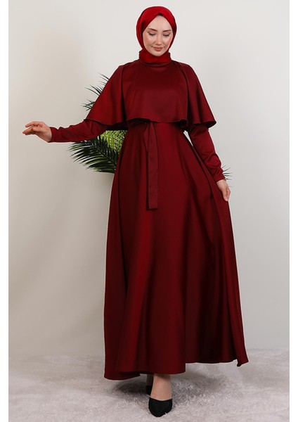 Mona Pelerinli Elbise Bordo fırsatları