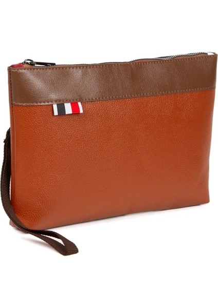 Deri El Askılı Dosya Evrak Günlük Portföy & Clutch Çanta NEW113 - Taba