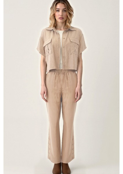 Kapak Cepli Krinkıl Kumaş Gömlek