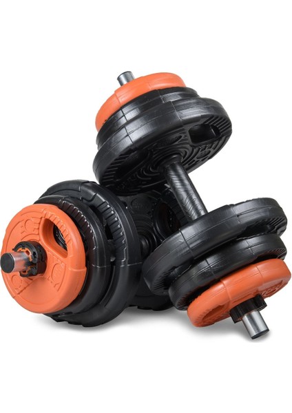22 kg Grip Plate Multifonksiyonel Turuncu Siyah Halter Seti ve Dambıl Seti
