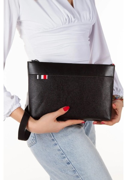 Deri El Askılı Dosya Evrak Günlük Portföy & Clutch Çanta NEW113 - Siyah fiyatları