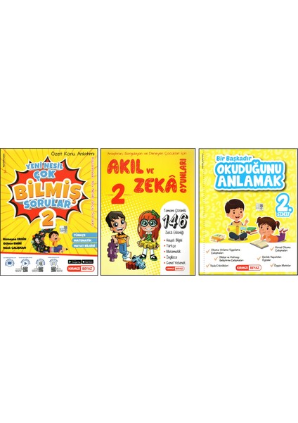 Kırmızı Beyaz 2. Sınıf Çok Bilmiş Sorular+Akıl ve Zeka Oyunları+Okuduğunu Anlamak (3 Kitap)