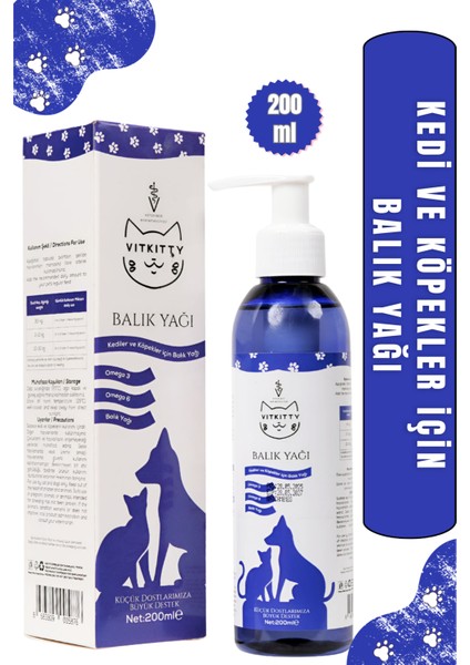 Kedi ve Köpekler Için Balık Yağı – Deri Tüy Ek.lem ve Genel Sağlık Destekleyici 200 ml